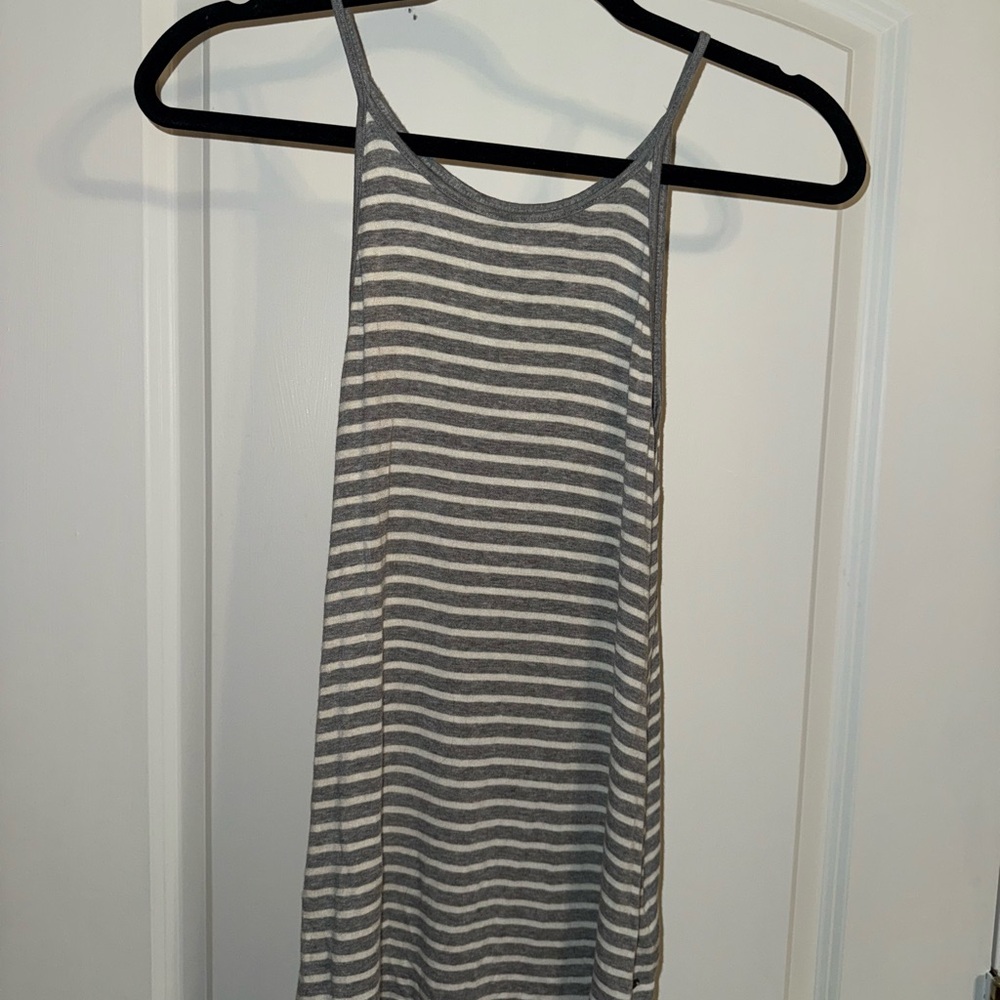 American Eagle Outfitters Gray and White Striped Tank Top
